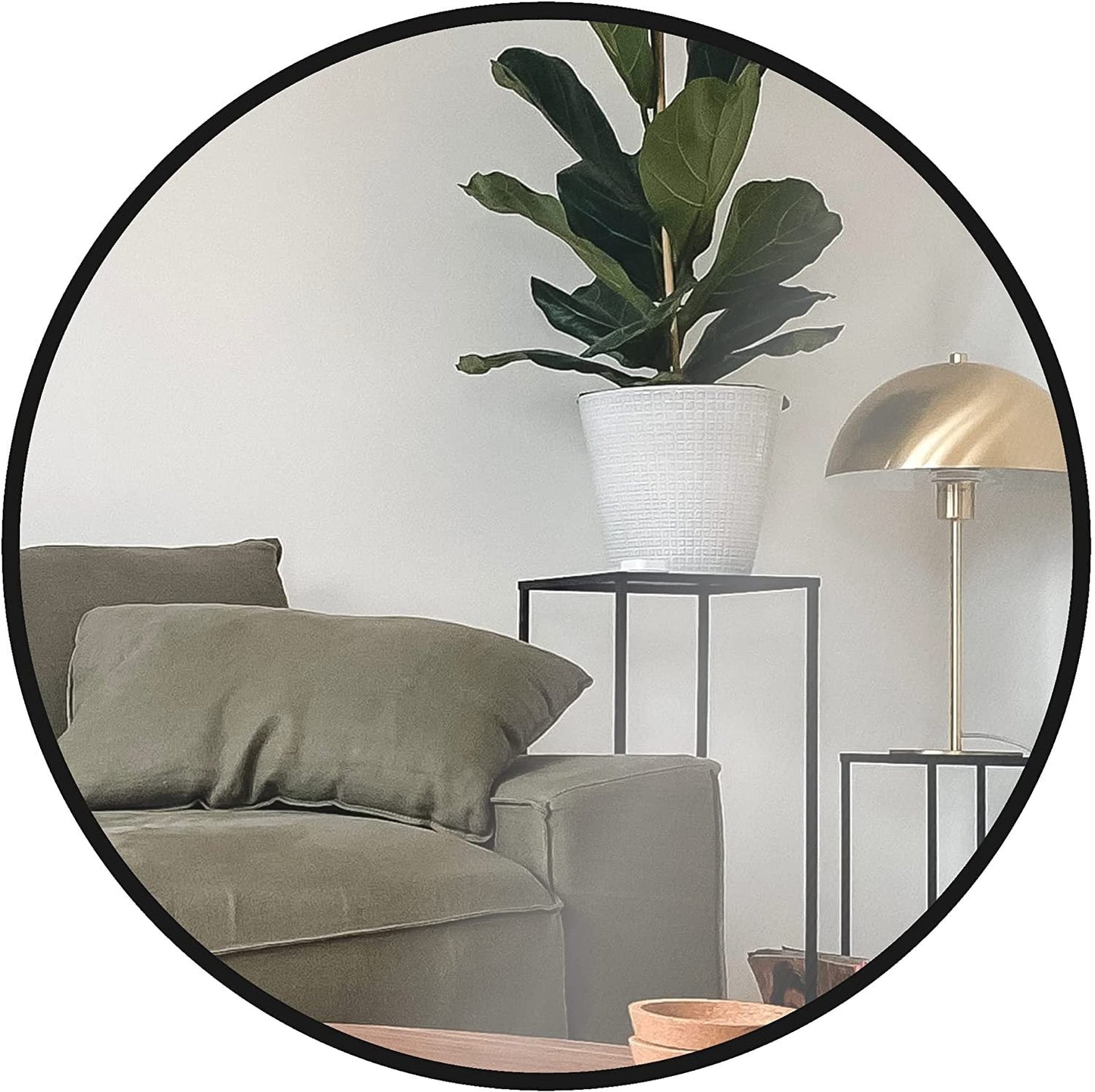 24 Inch Black Metal Round Bathroom Mirror - Perfectarto