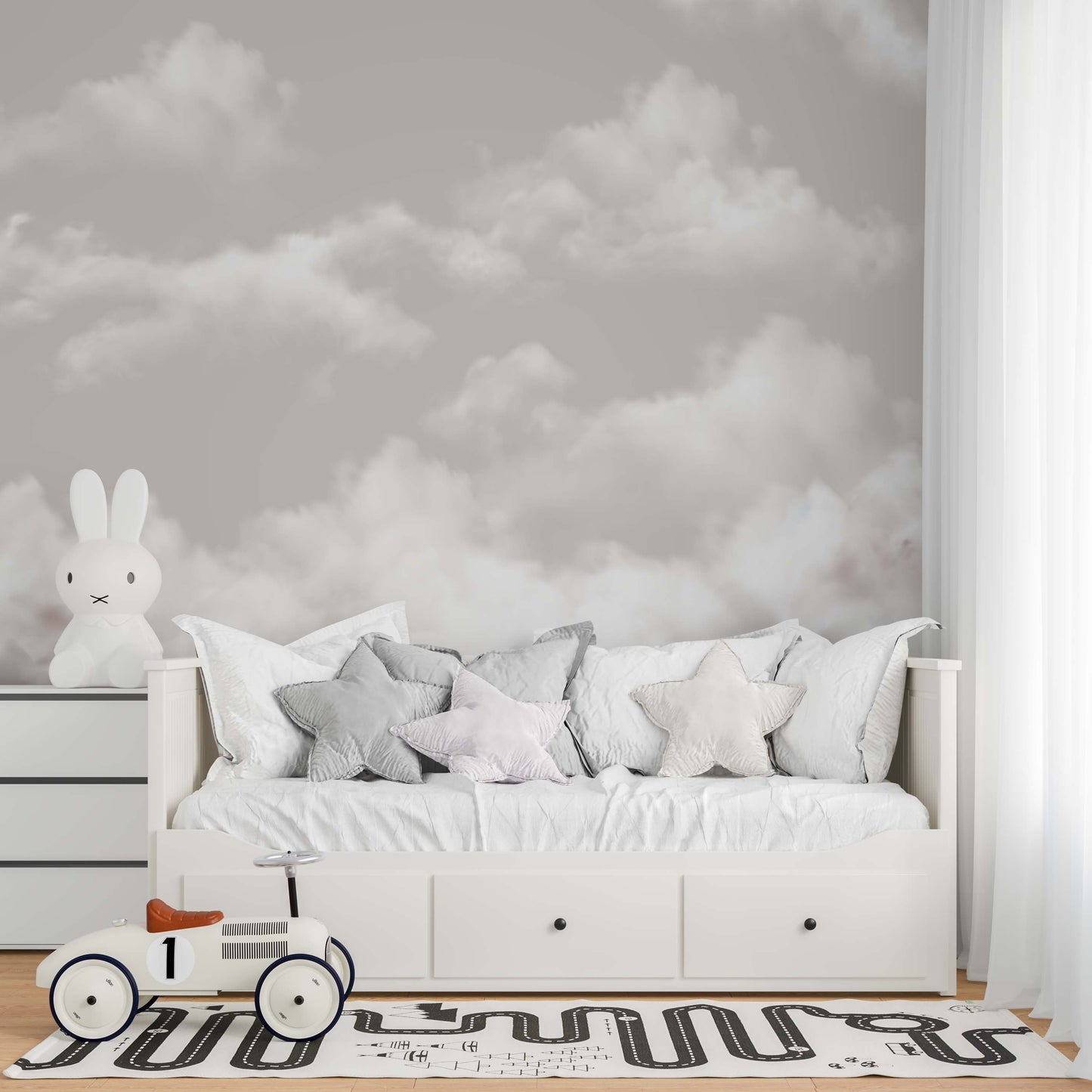Cloudy sky mural