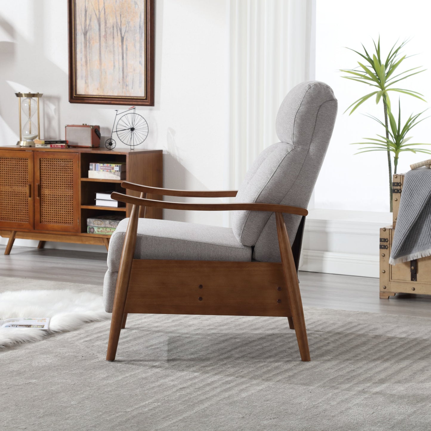 Wood Frame Armchair,  Modern Accent Chair Lounge Chair for Living Room
