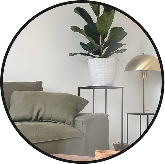 24 Inch Black Metal Round Bathroom Mirror - Perfectarto