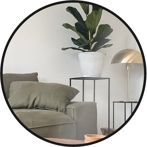 24 Inch Black Metal Round Bathroom Mirror - Perfectarto
