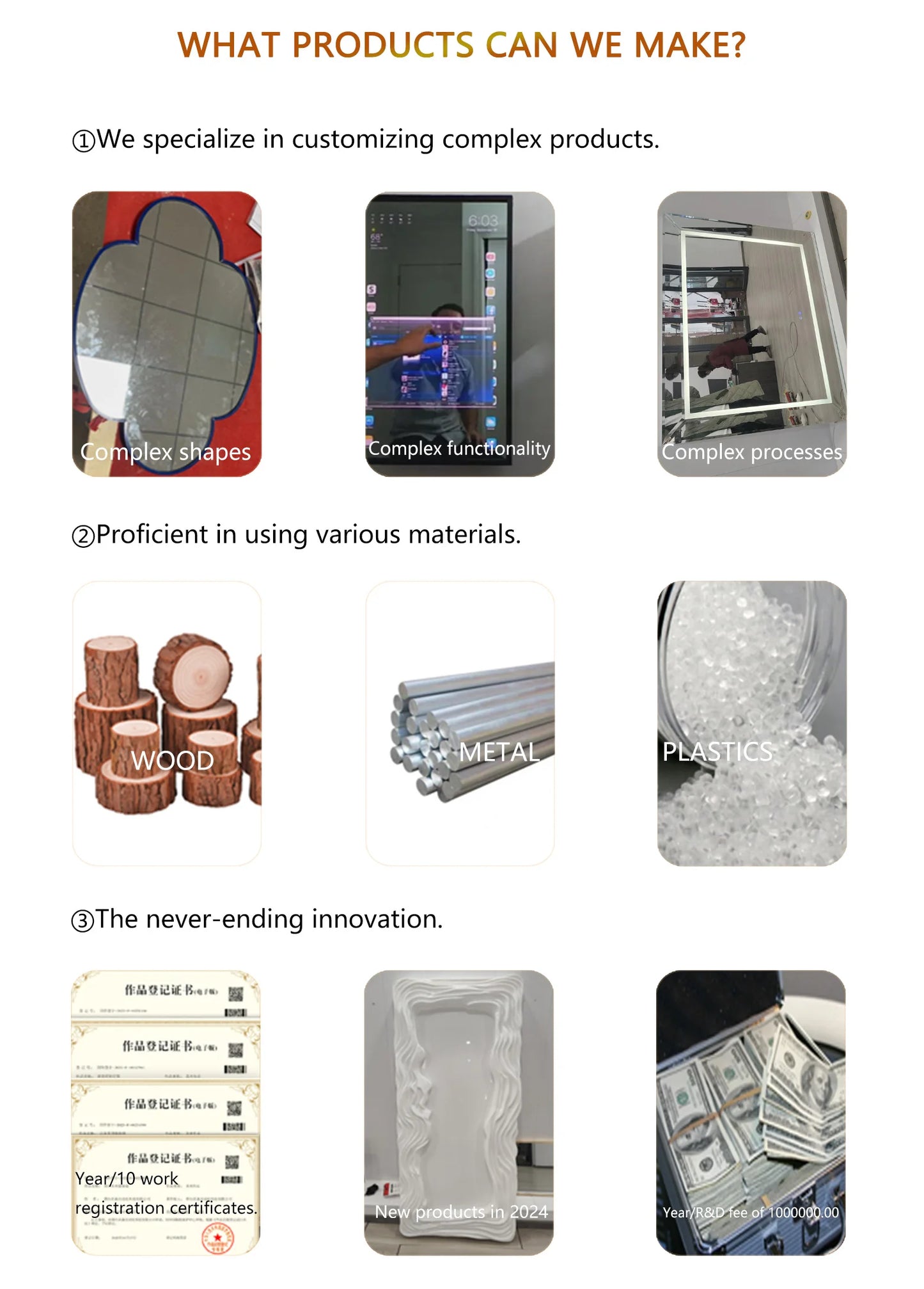 Mirror Wavy Shape Wood Frame