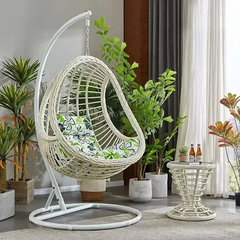 Wholesale Rattan Metal Swing Egg Chair Outdoor Terrace Waterproof Swing Chair