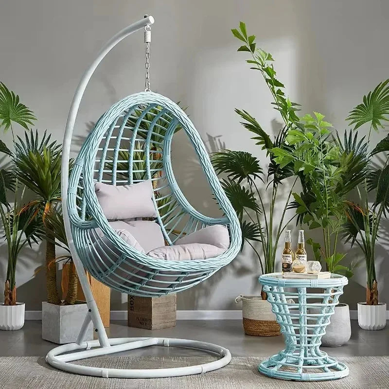 Wholesale Rattan Metal Swing Egg Chair Outdoor Terrace Waterproof Swing Chair