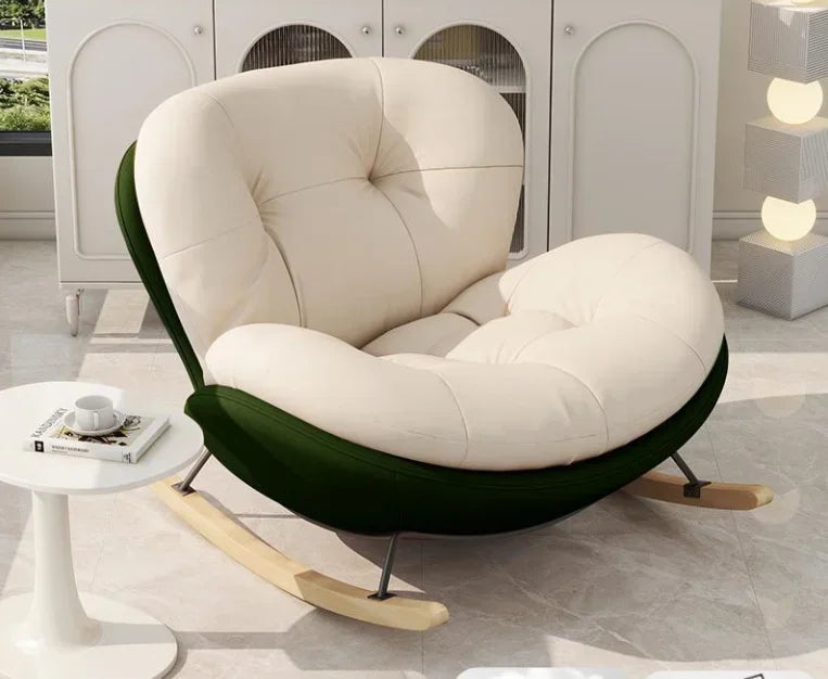 Wooden Rocking Chair for Balcony and Living Room Lazy Large Rocking Sofa Chair for Leisure Time in Living Room