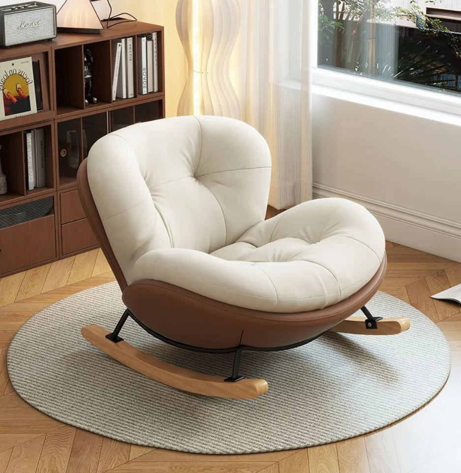 Wooden Rocking Chair for Balcony and Living Room Lazy Large Rocking Sofa Chair for Leisure Time in Living Room