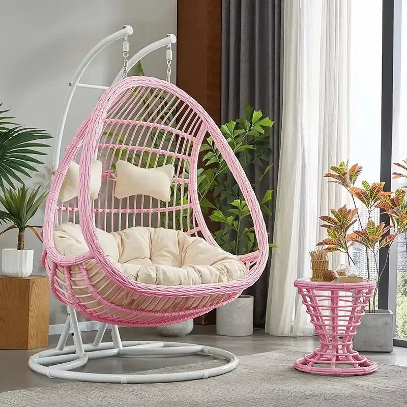 Wholesale Rattan Metal Swing Egg Chair Outdoor Terrace Waterproof Swing Chair