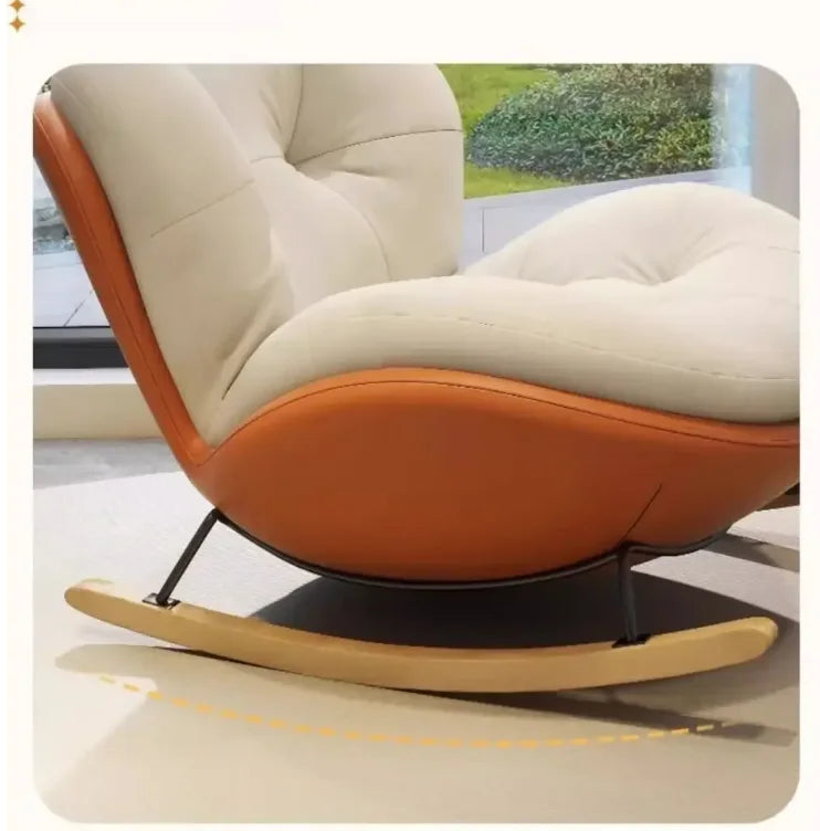 Wooden Rocking Chair for Balcony and Living Room Lazy Large Rocking Sofa Chair for Leisure Time in Living Room