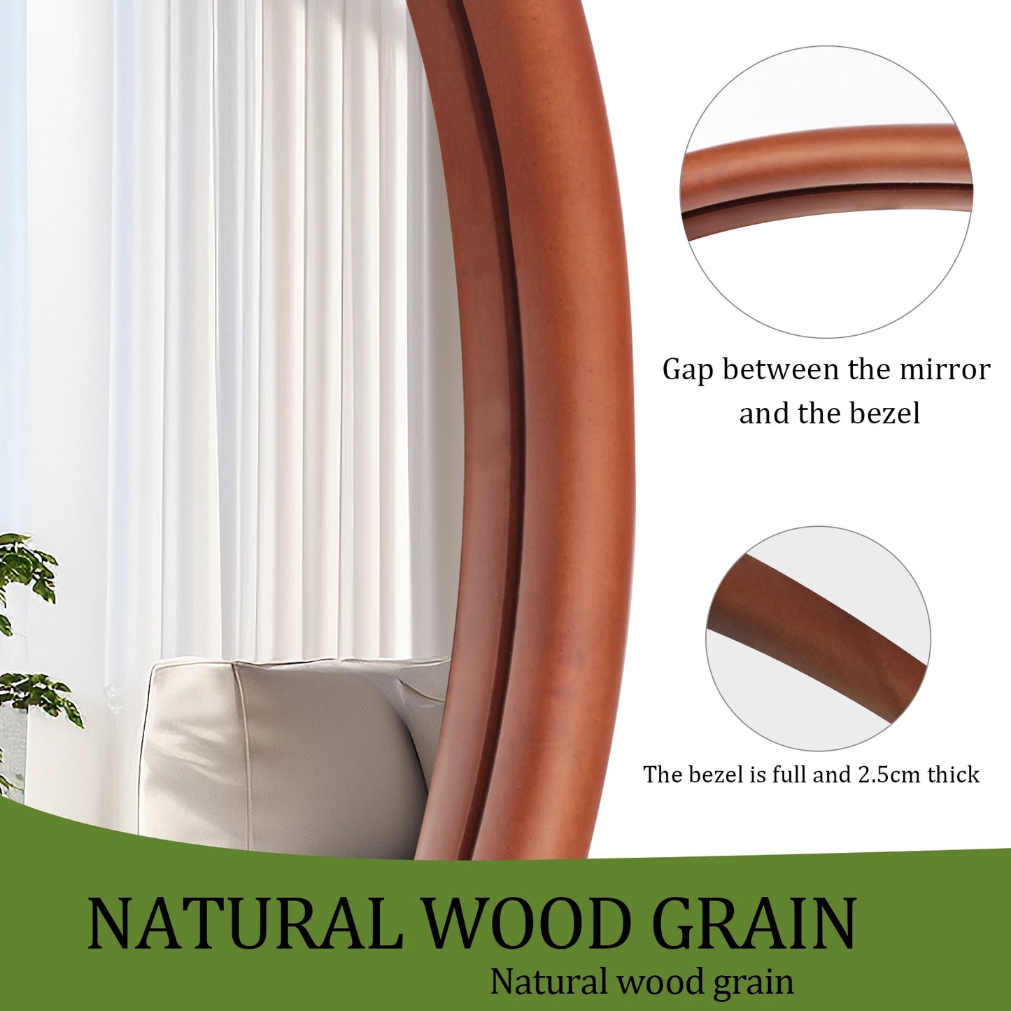 Wall Mirror Wooden Frame for Livingroom Diningroom Bedroom Hallway