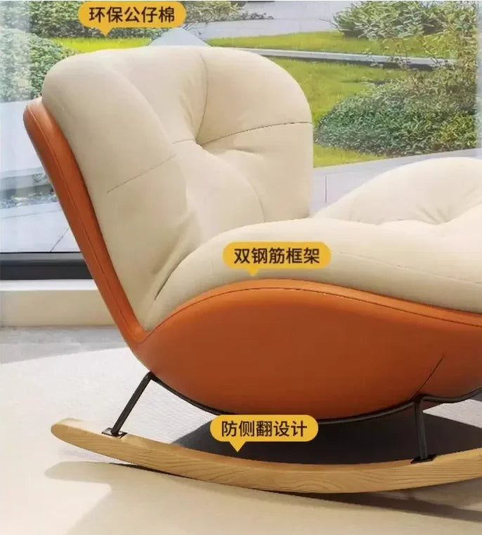 Wooden Rocking Chair for Balcony and Living Room Lazy Large Rocking Sofa Chair for Leisure Time in Living Room