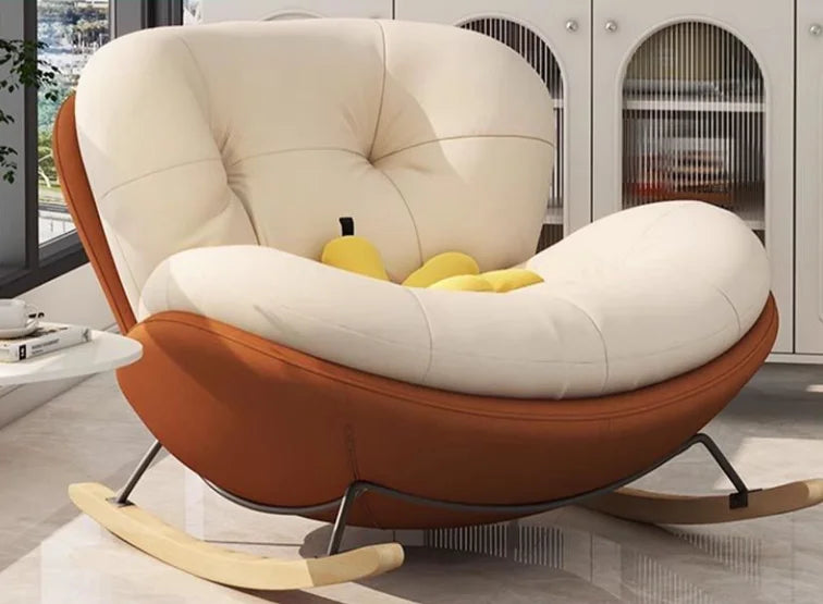 Wooden Rocking Chair for Balcony and Living Room Lazy Large Rocking Sofa Chair for Leisure Time in Living Room