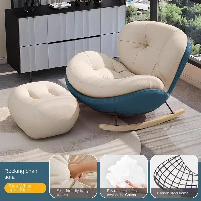 Wooden Rocking Chair for Balcony and Living Room Lazy Large Rocking Sofa Chair for Leisure Time in Living Room