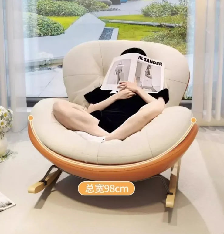 Wooden Rocking Chair for Balcony and Living Room Lazy Large Rocking Sofa Chair for Leisure Time in Living Room