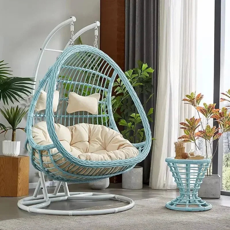 Wholesale Rattan Metal Swing Egg Chair Outdoor Terrace Waterproof Swing Chair