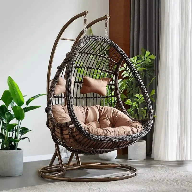 Wholesale Rattan Metal Swing Egg Chair Outdoor Terrace Waterproof Swing Chair