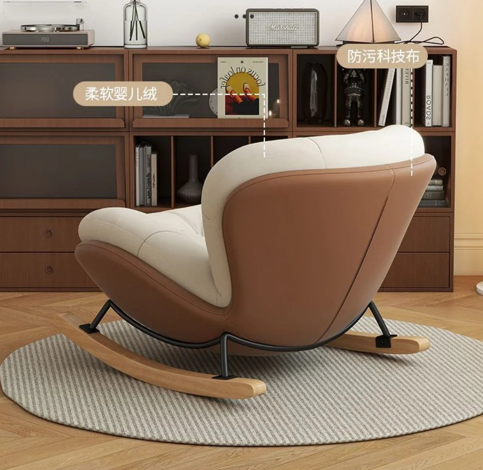 Wooden Rocking Chair for Balcony and Living Room Lazy Large Rocking Sofa Chair for Leisure Time in Living Room