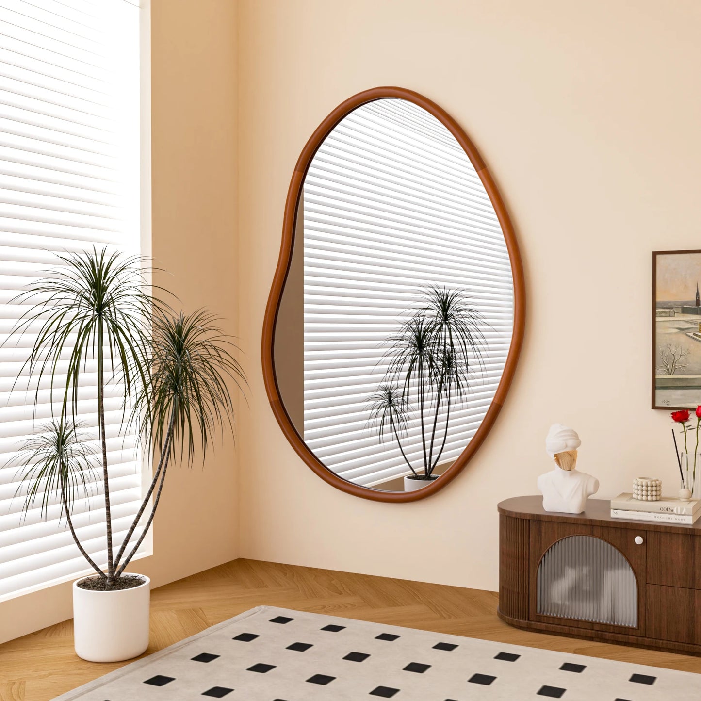 Wall Mirror Wooden Frame for Livingroom Diningroom Bedroom Hallway