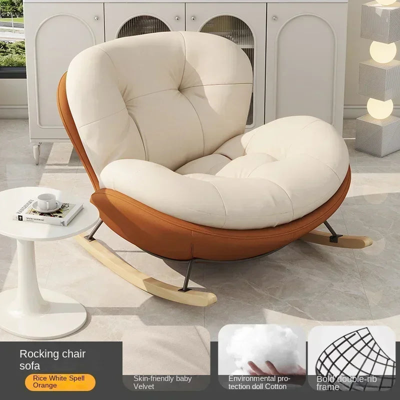Wooden Rocking Chair for Balcony and Living Room Lazy Large Rocking Sofa Chair for Leisure Time in Living Room