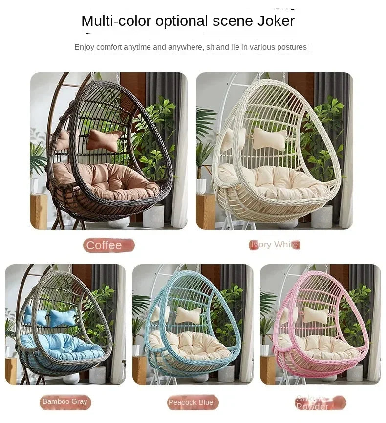 Wholesale Rattan Metal Swing Egg Chair Outdoor Terrace Waterproof Swing Chair