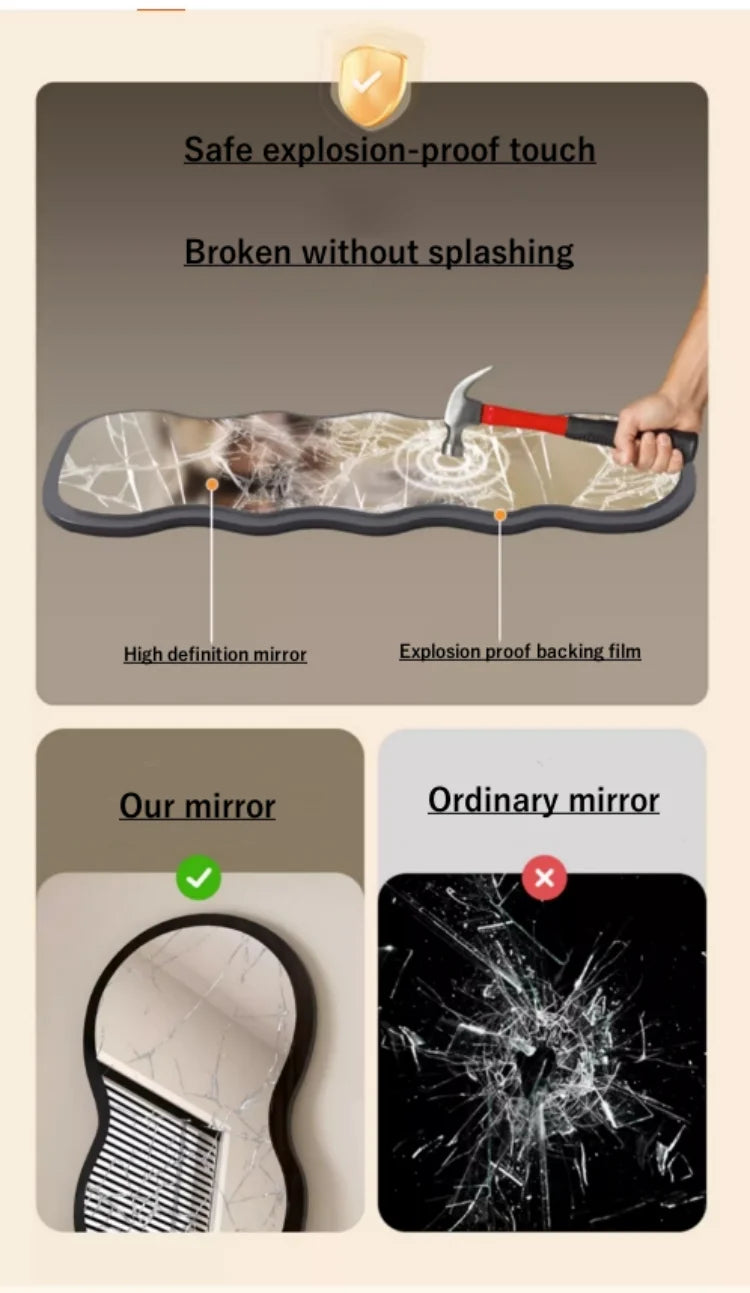 Mirror Wavy Shape Wood Frame