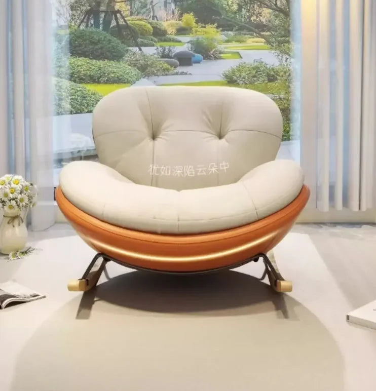 Wooden Rocking Chair for Balcony and Living Room Lazy Large Rocking Sofa Chair for Leisure Time in Living Room