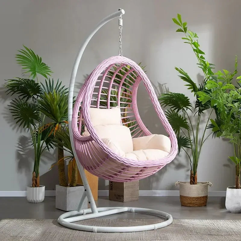 Wholesale Rattan Metal Swing Egg Chair Outdoor Terrace Waterproof Swing Chair