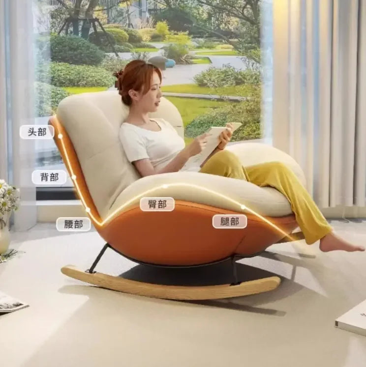 Wooden Rocking Chair for Balcony and Living Room Lazy Large Rocking Sofa Chair for Leisure Time in Living Room