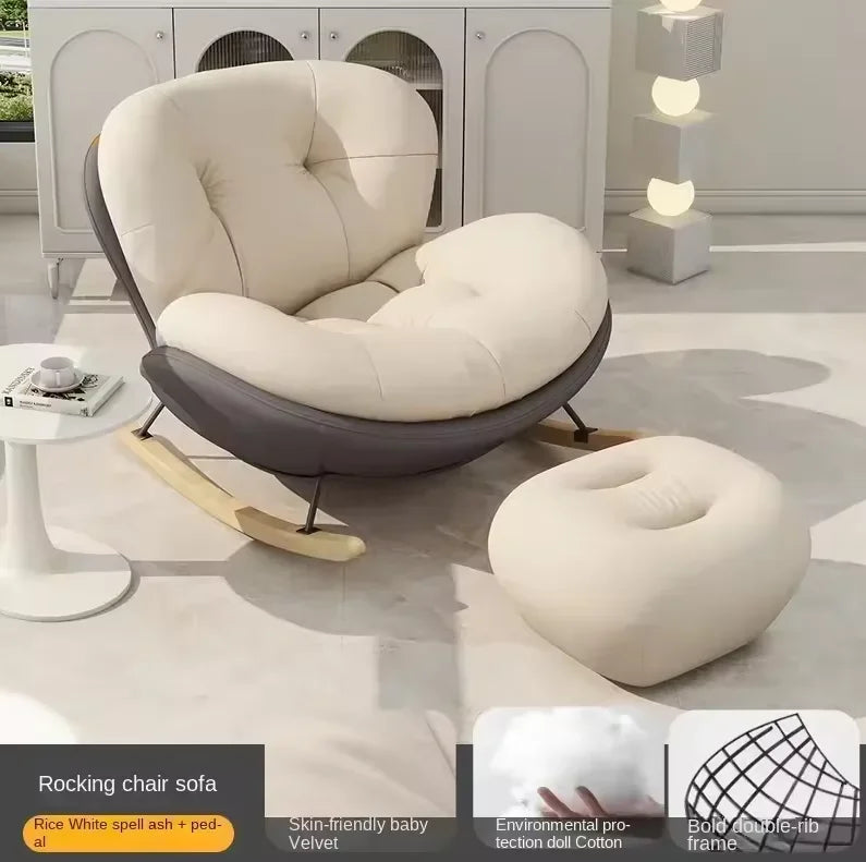 Wooden Rocking Chair for Balcony and Living Room Lazy Large Rocking Sofa Chair for Leisure Time in Living Room