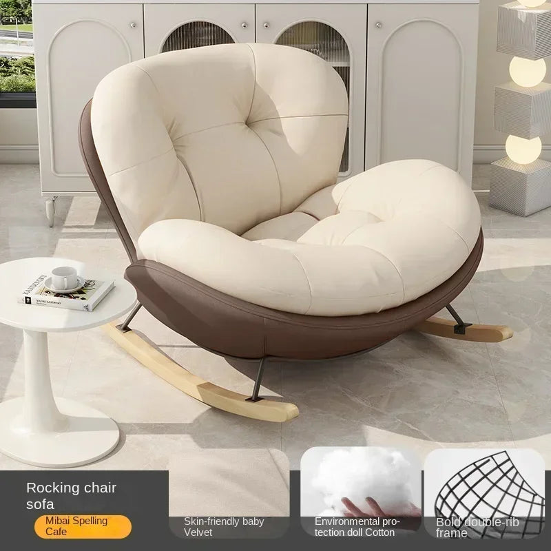 Wooden Rocking Chair for Balcony and Living Room Lazy Large Rocking Sofa Chair for Leisure Time in Living Room