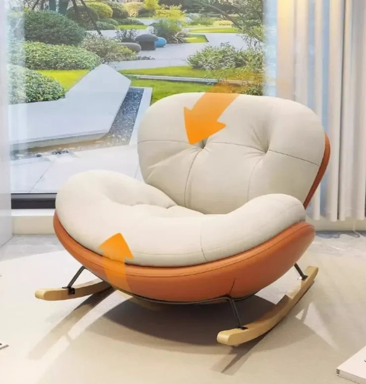 Wooden Rocking Chair for Balcony and Living Room Lazy Large Rocking Sofa Chair for Leisure Time in Living Room