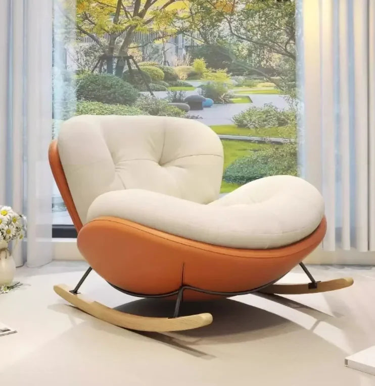 Wooden Rocking Chair for Balcony and Living Room Lazy Large Rocking Sofa Chair for Leisure Time in Living Room