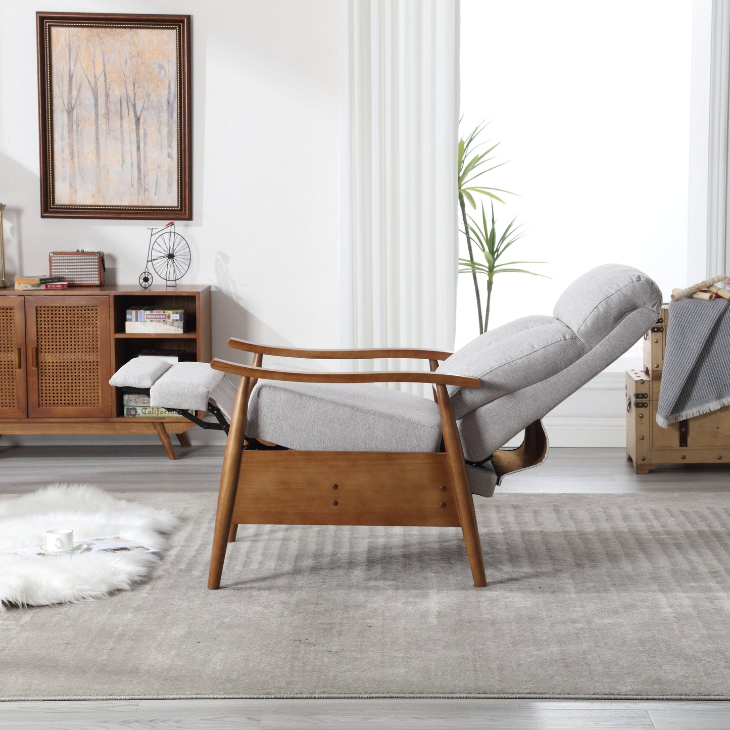 Wood Frame Armchair,  Modern Accent Chair Lounge Chair for Living Room