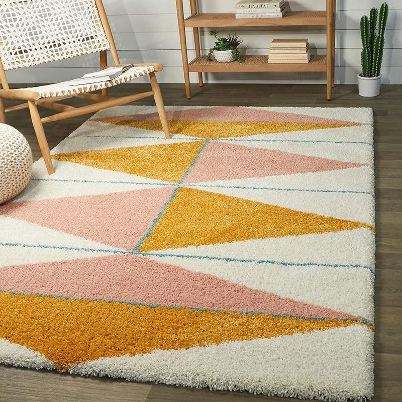 Carpets for Living Room 4x6 Feet | Peach/White/Yellow