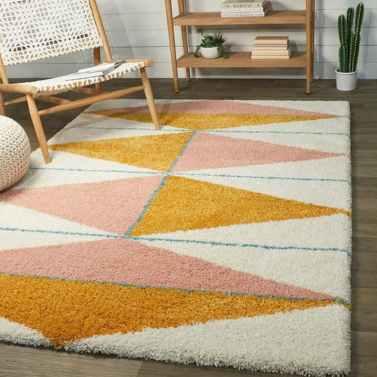 Carpets for Living Room 4x6 Feet | Peach/White/Yellow